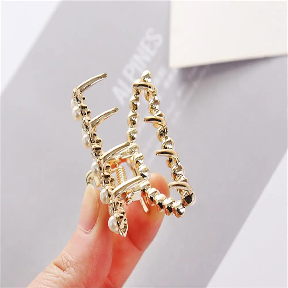 Женские Геометрические Когти для волос MISM металлические жемчужные заколки со