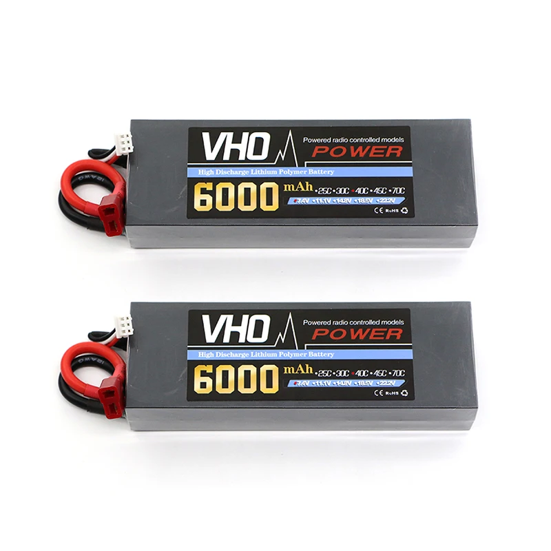 VHO 2 шт. оригинал высокого Мощность 7 4 В 6000 мАч 40C S Lipo RC Батарея Деканы подключить