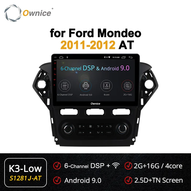 Ownice 10," Android 9,0 Восьмиядерный автомобильный радиоприемник K3 K5 K6 для Ford Mondeo 2011 2012 gps аудио dvd-плеер 64G rom DSP 4G LTE DVR - Цвет: S1281-2 K3-Low
