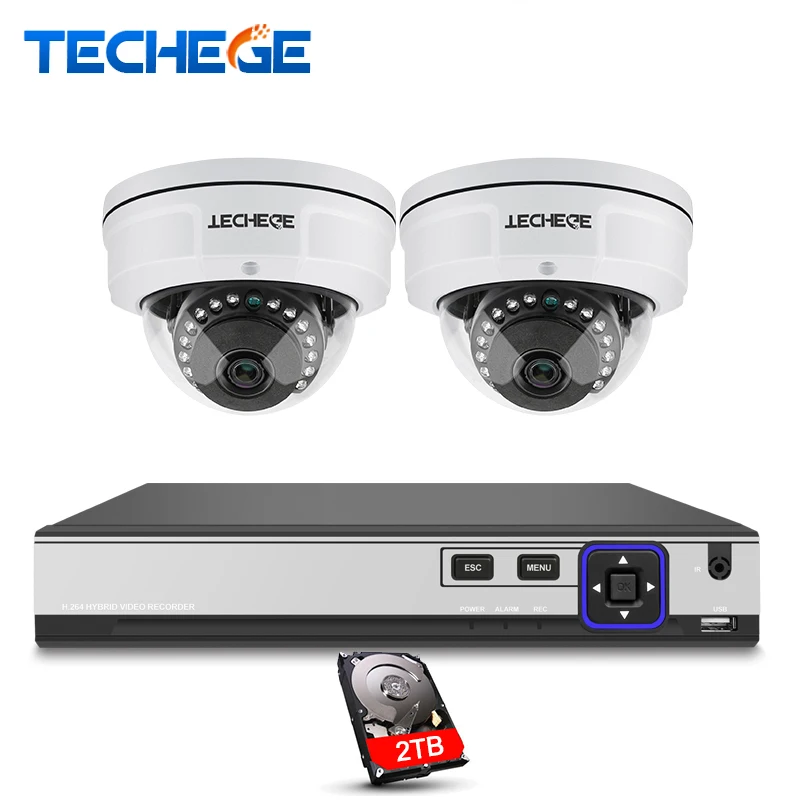 Techege CCTV System 4CH 4K POE NVR 4MP IP Camera Vandalproof IR Night Vision Motion Detection Security Surveillance | Безопасность и