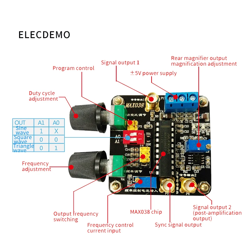 MAX038 функция генератор сигналов Модуль треугольная Синусоидальная волна