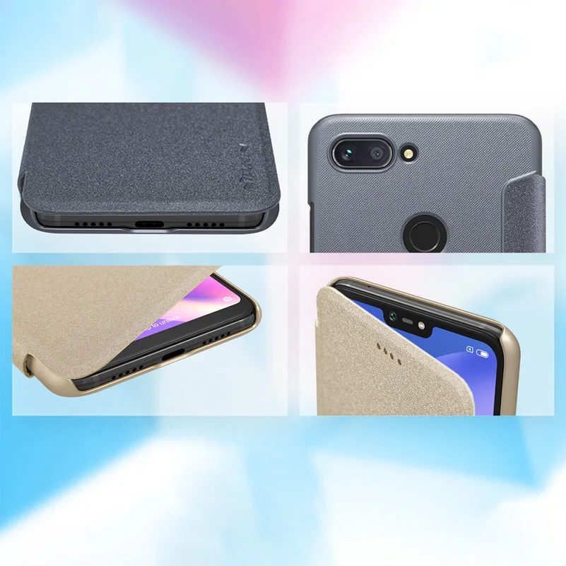 Для xiaomi mi 8 lite чехол откидная крышка NILLKIN Sparkle жесткая задняя панель из
