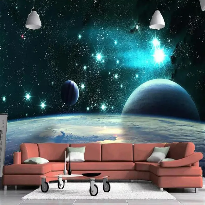 На заказ 3d Великолепная Вселенная земля планеты звезды фон на стену бумажная