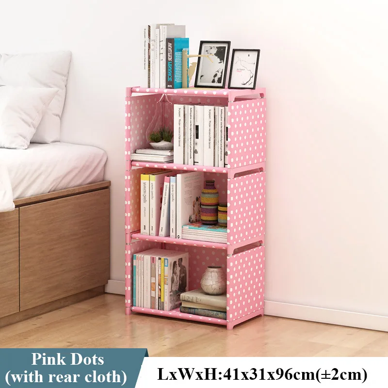 Pink 4L B Многослойная простая сборная книжная полка угловой шкаф для хранения мелочей органайзер для книг легкая передвижная полка книжный шкаф детский домашний декор - Цвет: Pink 4L B