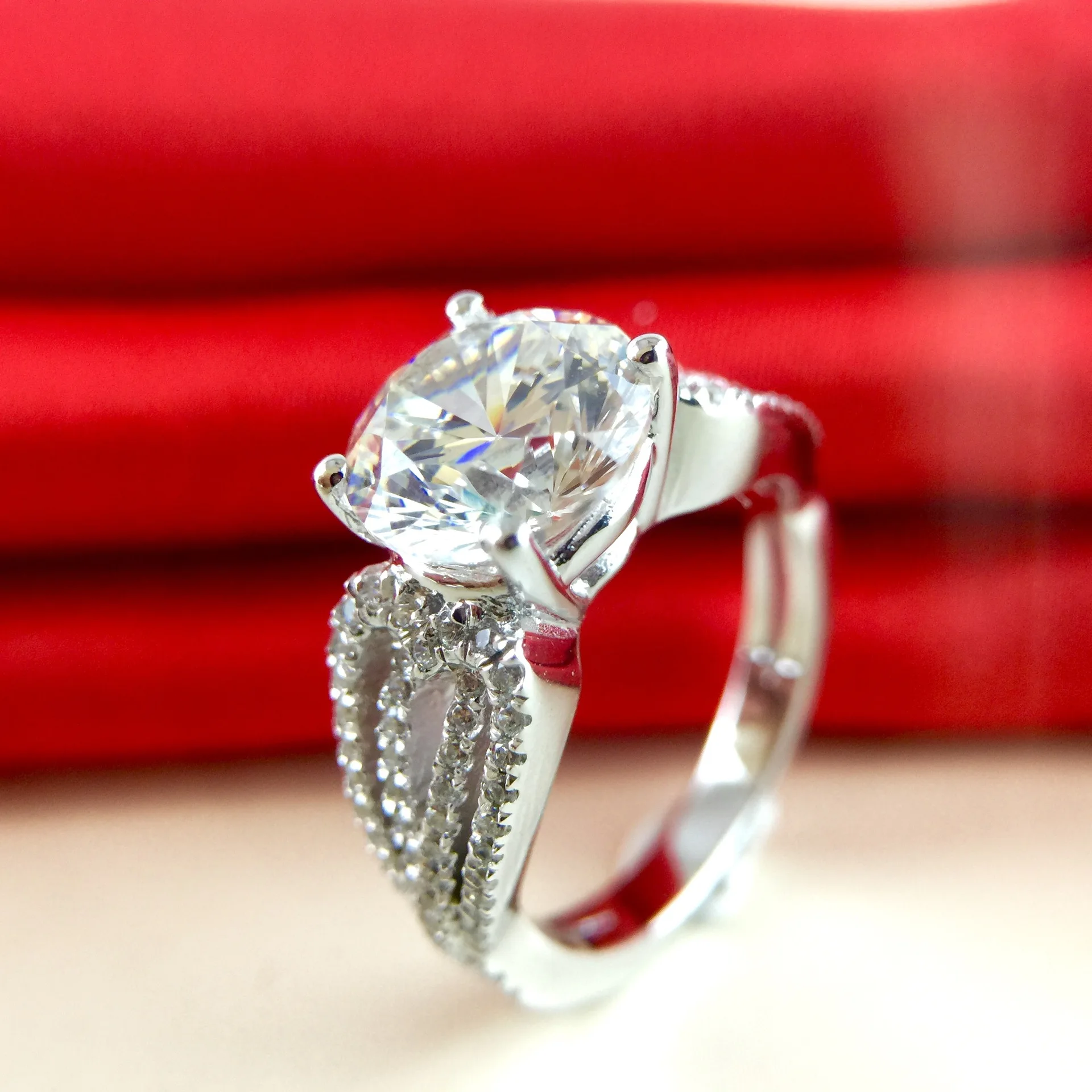 Чистое серебро оригинал 3 карата мужской Диамант 925 кольцо ювелирное изделие для