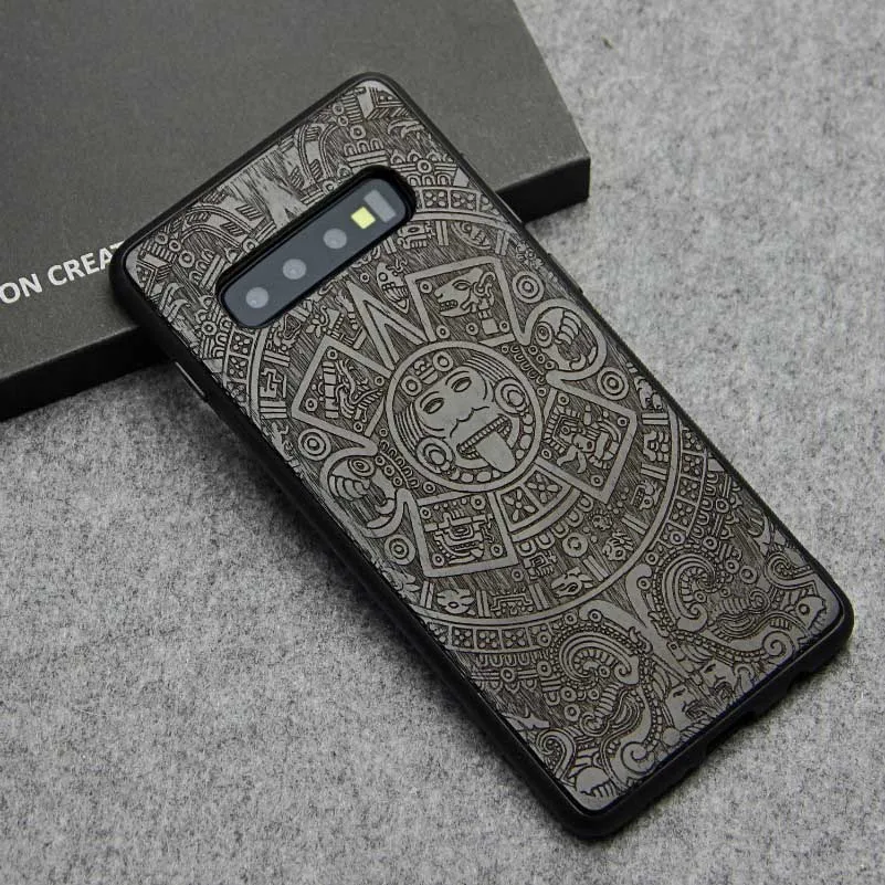 Ebony Totem Чехол с резьбой по дереву и цветком для samsung Galaxy S10 S10 Plus, уникальный бамбуковый чехол для телефона s, чехол для samsung S10 S10 PLUS - Цвет: Ebony Totem