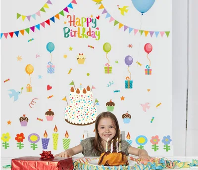 Наклейка на стену сделай сам в виде мультяшного героя дня рождения флаг