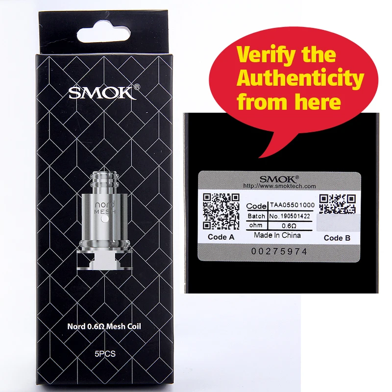 5 шт. SMOK Nord сменная катушка при регулярном 1.4ohm катушки и 0.6ohm сетки катушки для электронных сигарет SMOK Nord KIt электронная сигарета