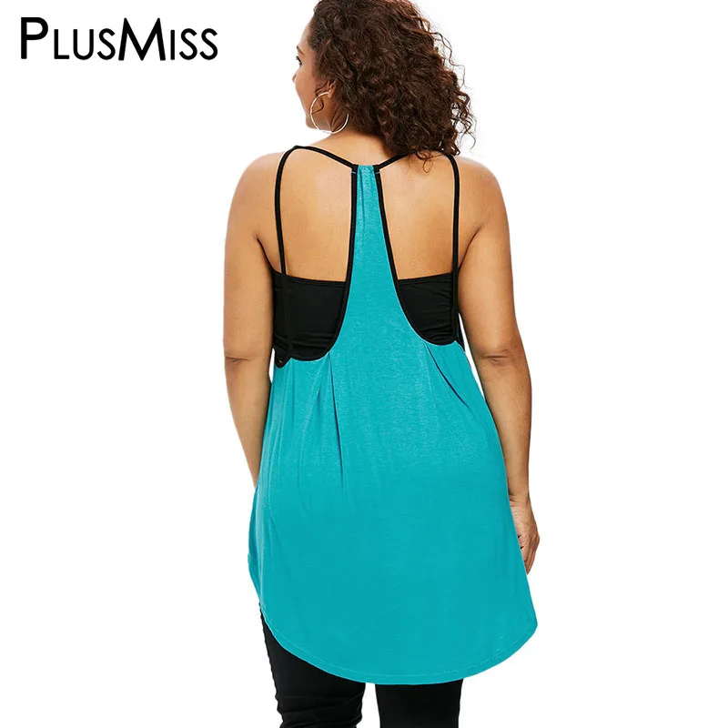 PlusMiss плюс размер 5XL XXXXL XXXL XXL с открытой спиной пикантный длинный Туника Cami Топы