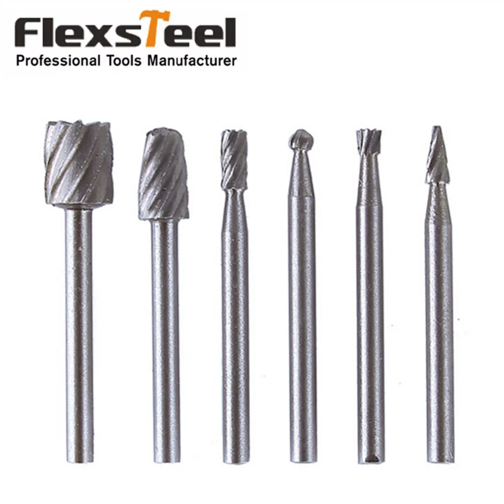 6PCS HSS Mini Dremel Rotary Router Bits Wood Carving Drill For Metal Stone Carbide Burrs for Die Grinder | Инструменты