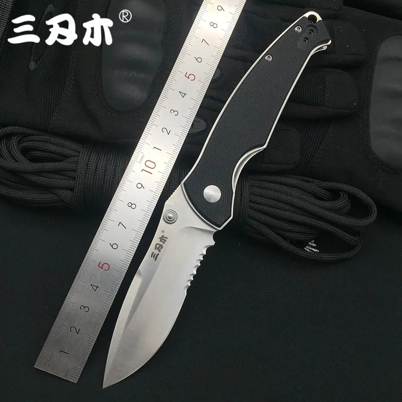 

Складной нож Sanrenmu 9012, многофункциональный спасательный Мультитул с рукояткой из G10 и лезвием 12C27 для ежедневного использования, кемпинга, вы...