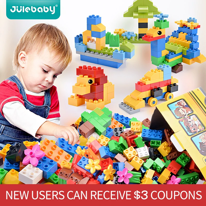 

52-156 pcs DIY design building blocks toys for children boys kids Compatible with Duplo Big Size brick educational model