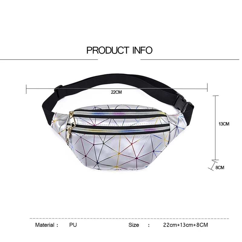 Женская голографическая поясная сумка 2019 серебристые лазерные дорожная