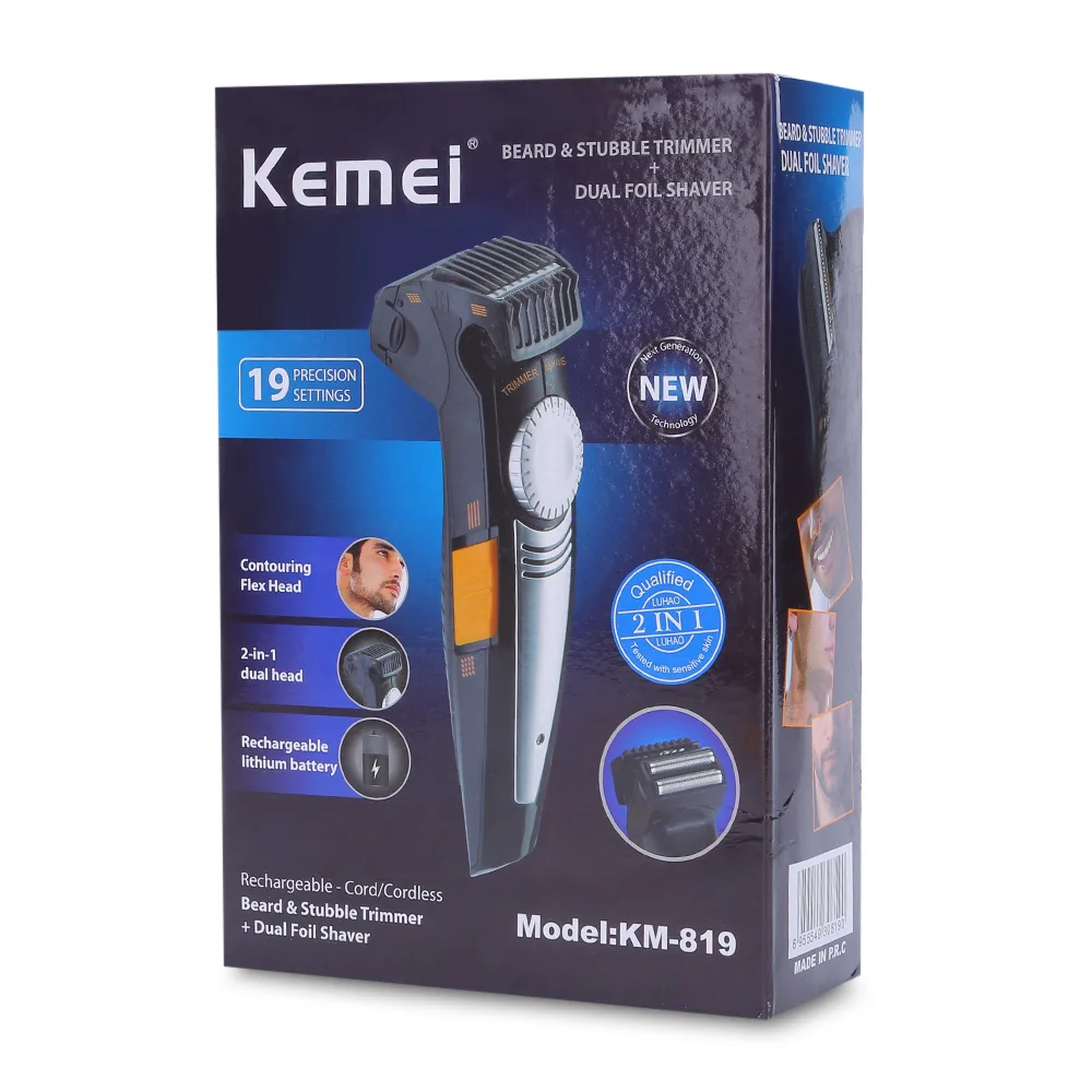 Kemei KM 819 перезаряжаемая электробритва с 2 лезвиями плавающая поршневая