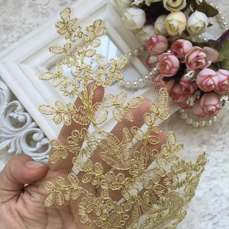 2 шт. 29X15cm деликатная аппликация с кружевной отделкой отделка Роскошная вышивка
