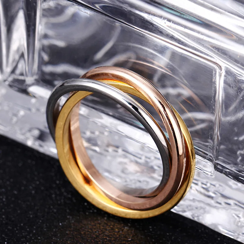 3 цвета нержавеющая сталь три обручальных кольца Ft Hita кольцо 18 k обручальное 6 мм