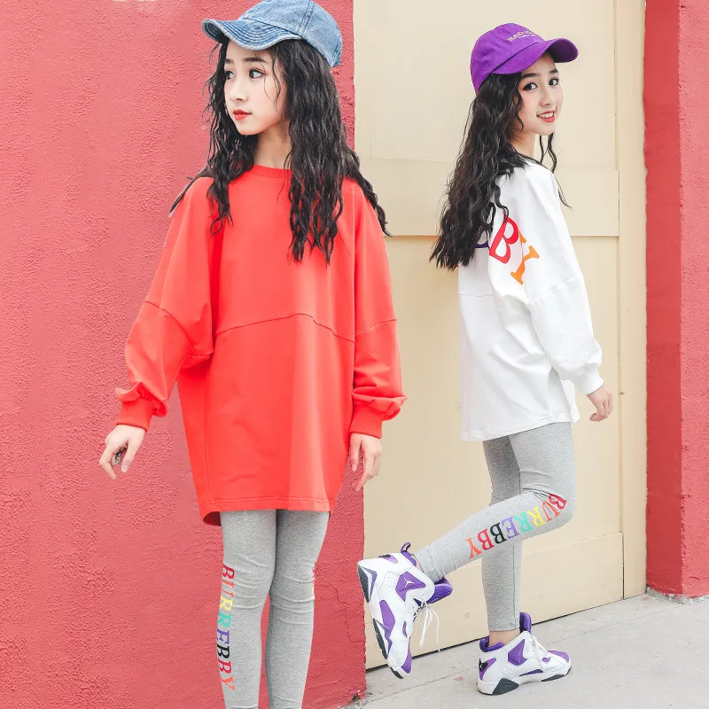 Леггинсы для девочек комплекты одежды футболка с длинными рукавами 2 предмета