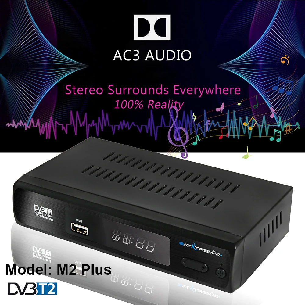 Satxtrem M2 Plus DVB T2 Tdt ТВ приставка для цифрового DVB T2 ТВ приставка тюнер vga с Wifi MT7601 приемник Поддержка Dolby AC3