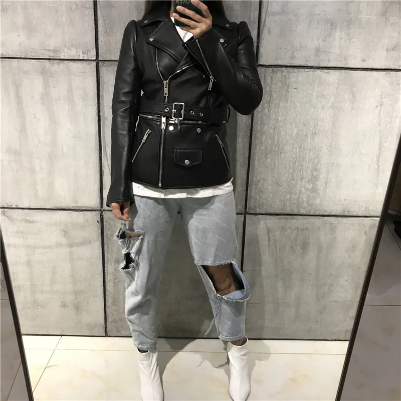 Женская куртка из натуральной кожи овечьей кожи|skins women|skin lambskin leather jacket |