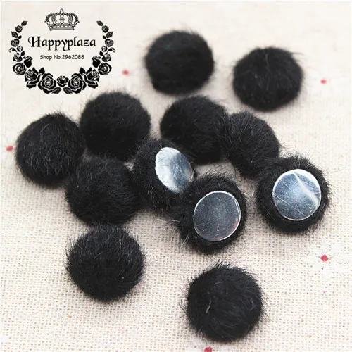 black 50pcs 50 шт., 15 мм, смешанные цвета, покрытая тканью, круглая кнопка, плоская задняя часть, кабошон, пуговицы для домашнего шитья, сделай сам, скрапбук, аксессуары для рукоделия - Цвет: black 50pcs