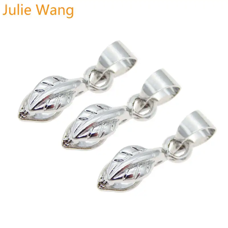 Julie Wang 6 шт. 16x7 мм белые медные зажимы в форме листьев зажим крючок коннектор