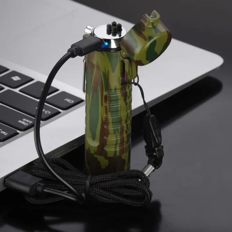 USB зарядка Водонепроницаемая плазменная зажигалка и фонарик двойная дуга для