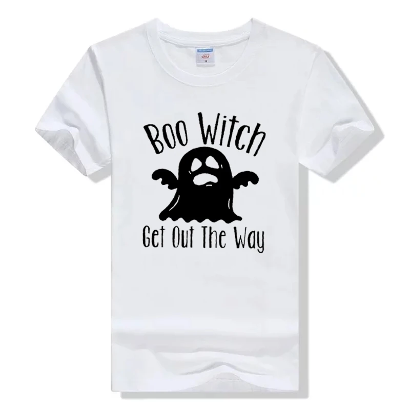 Футболка На Хэллоуин футболка с круглым вырезом и надписью Boo Witch Out The Way|Футболки|
