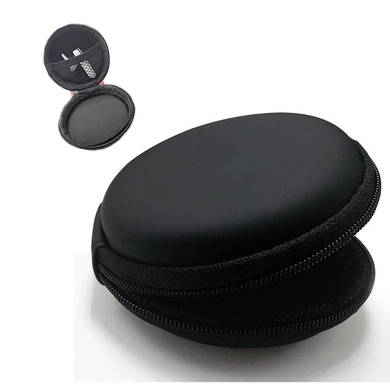 Portable Case for Headphones Mini Zippered Round Storage Hard Bag Headset Box Earphone SD TF Cards Bags | Электроника