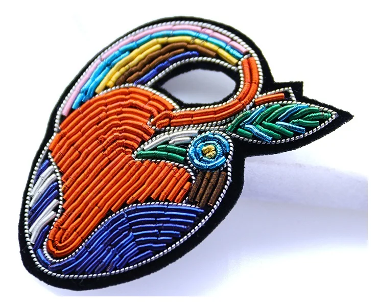 DIY New 3D Hand embroidery badges Heart Embroiderd metal wire applique for Coat Trousers Bag Brooch | Дом и сад
