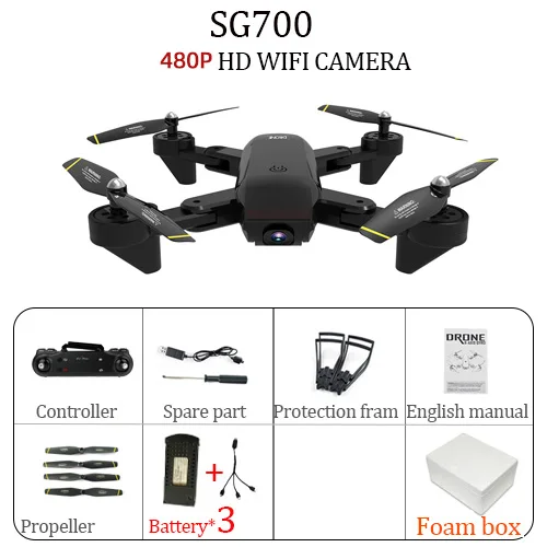 0.3MP black 3B 4K SG700 S мини Дрон Вертолет Дистанционное управление 4CH WiFi оптический поток двойная камера Квадрокоптер дроны - Цвет: 0.3MP black 3B