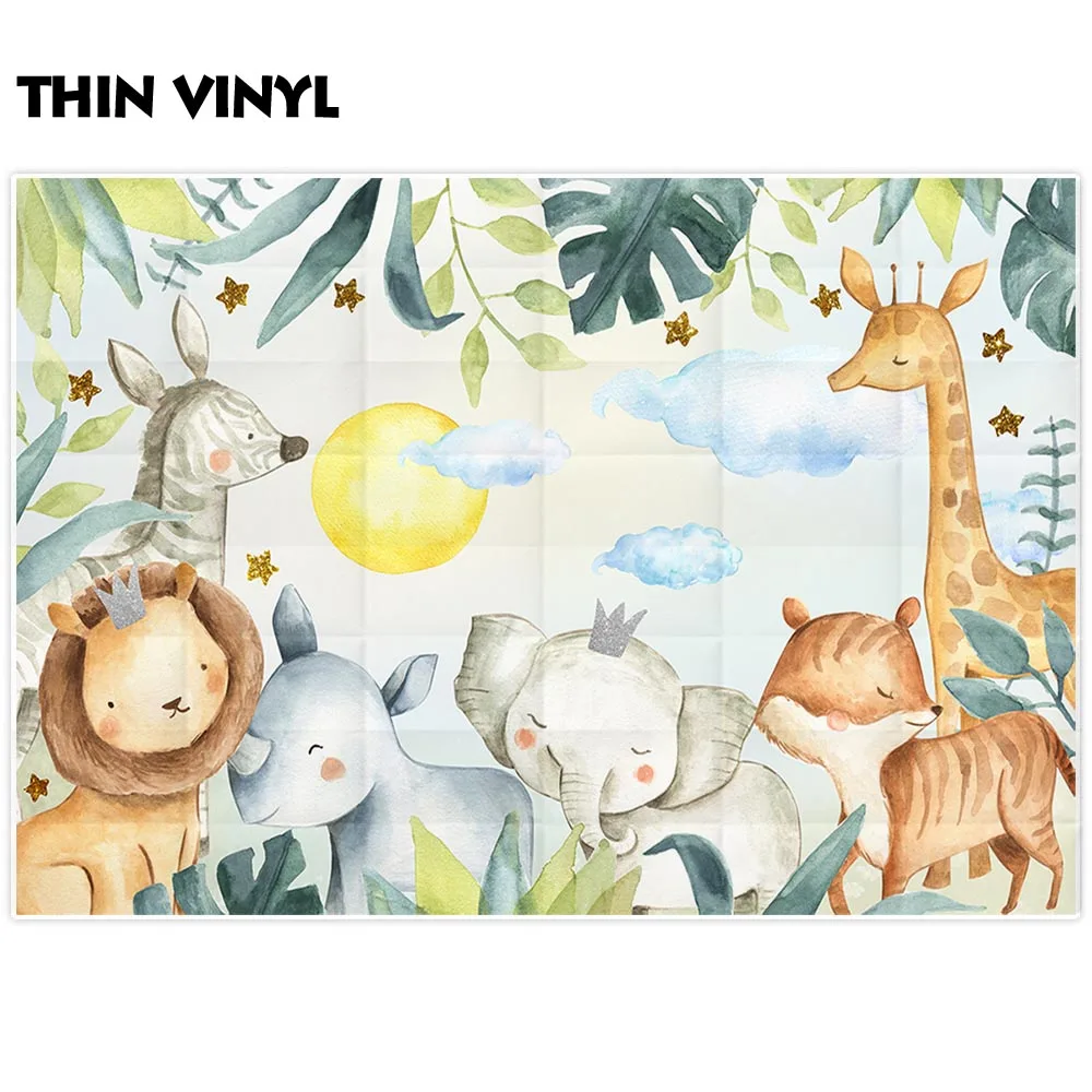 Фон для фотосъемки с животными Funnytree день рождения Детский зоопарк мультяшный