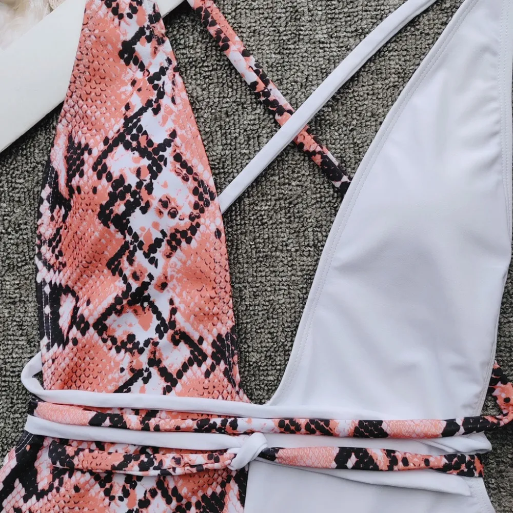 Женский купальник с леопардовым принтом и глубоким v образным вырезом монокини