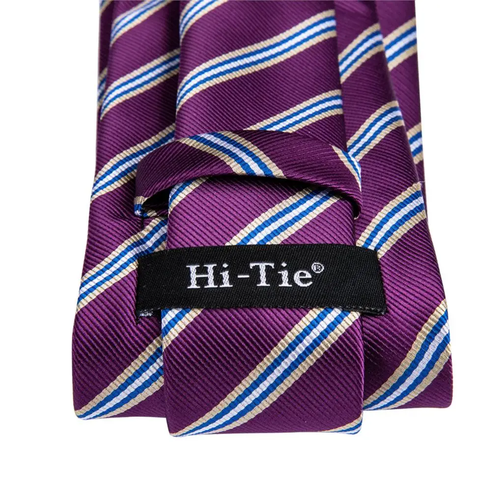 Hi Tie Топ Фиолетовый Синий полосатый галстук 8 5 см галстуки 100% шелковый для мужчин