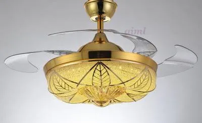 

42 inch 108cm 3 color dimming contro k9 crystal ceiling fan light simple household bedroom living room 85-265v
