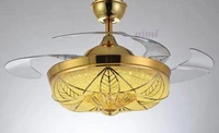 42 inch 108cm 3 color dimming contro k9 crystal ceiling fan light simple household bedroom living room 85 265v