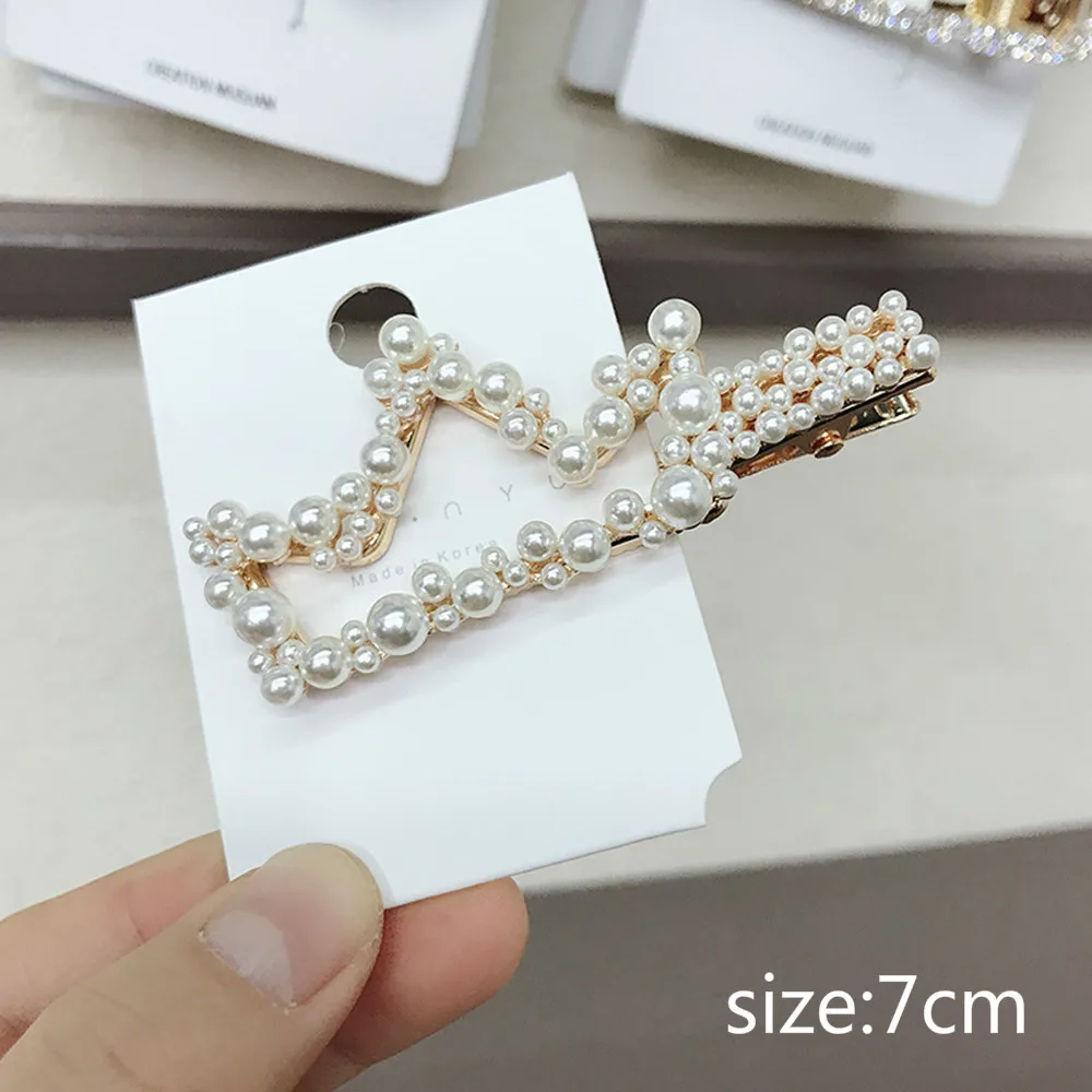 

Fashion Women Hollow Heart Imitiation Pearl Hair Clips Hairpins for Women Geometric Waterdrop Hairgrip Hair Accessories