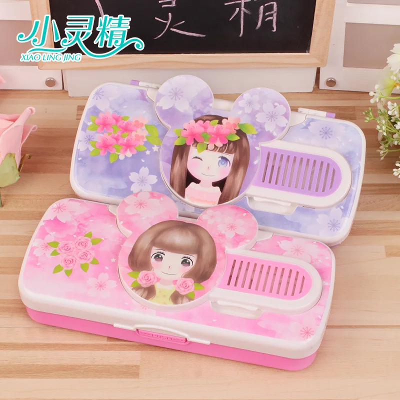 С изысканными зеркальными расческами для девочек коробка канцтоваров