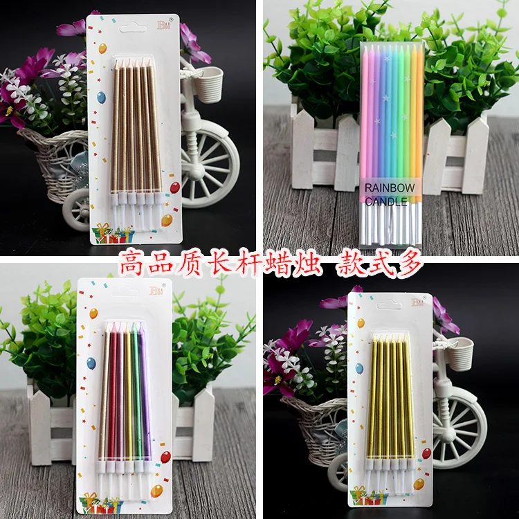 

Высококачественная позолоченная свеча на день рождения, украшение для торта на свадьбу, день рождения, Золотая Серебряная длинная свеча дл...