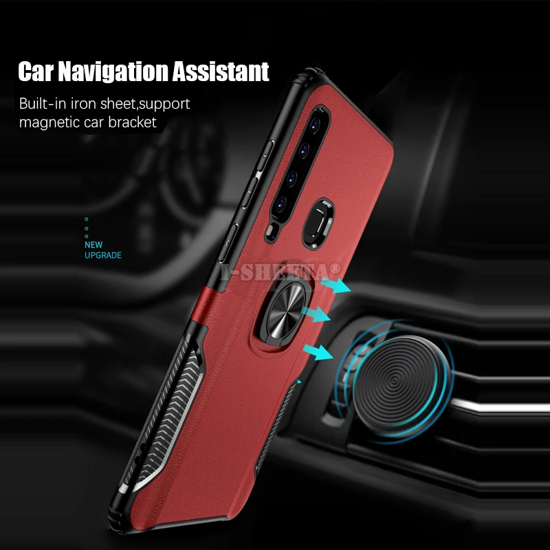 Hybrid Armor Case For Samsung Galaxy A5 A7 A8 A9 Plus 2018 A10E A20E Shockproof Cover Matte Hard PC + Soft TPU Holder Ring Stand |