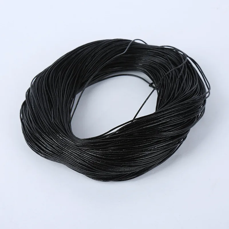 black 1/1. 5/2/2,5/3/4/5 мм черный/коричневый/Кофе круглый натуральные кожаные украшения шнур Строка Кружева Веревка DIY застежка для браслета или подвески - Цвет: black