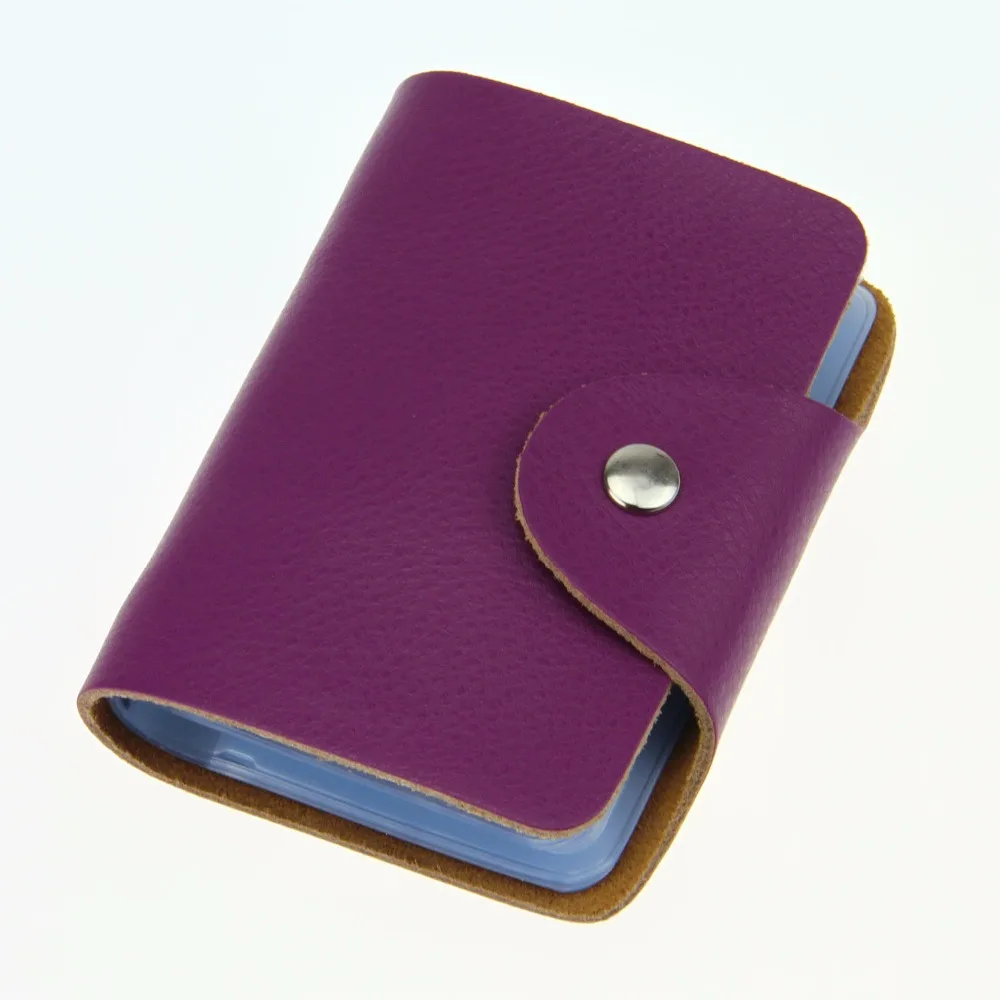Small Portable Soft Genuine Leather Credit Business ID Card Holder Case Purse Solid Color Pocket Wallet Pouch Organizer 26 Slots |