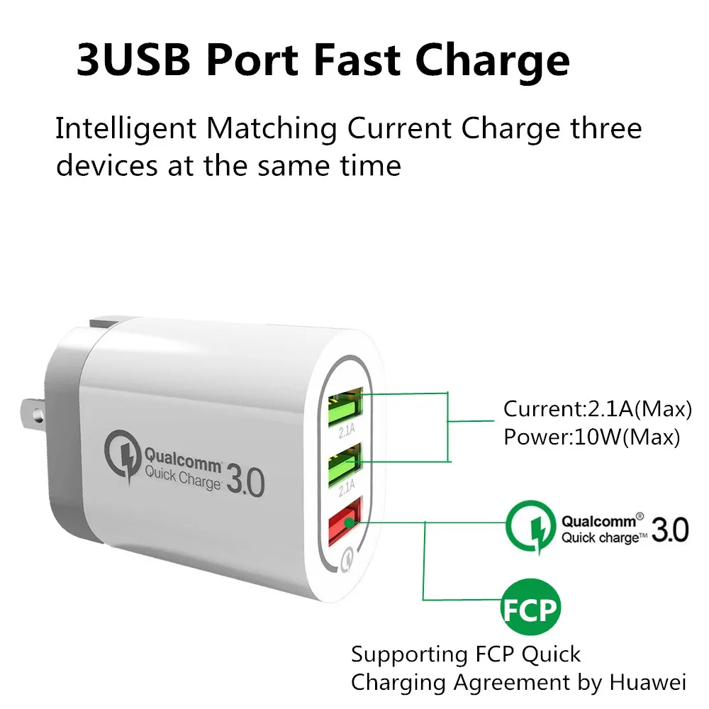 USB 3,0 зарядное устройство quick charge 3,0 QC3.0 Turbo Мульти USB зарядное устройство Turbo Мульти адаптер EU Plug power bank зарядное устройство для xiaomi iPhone
