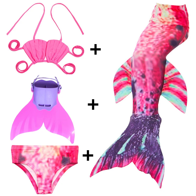 children mermaid tail with monofin kids girls swimming mermaid tail mermaid costumes swimsuit flipper for girls free global shipping