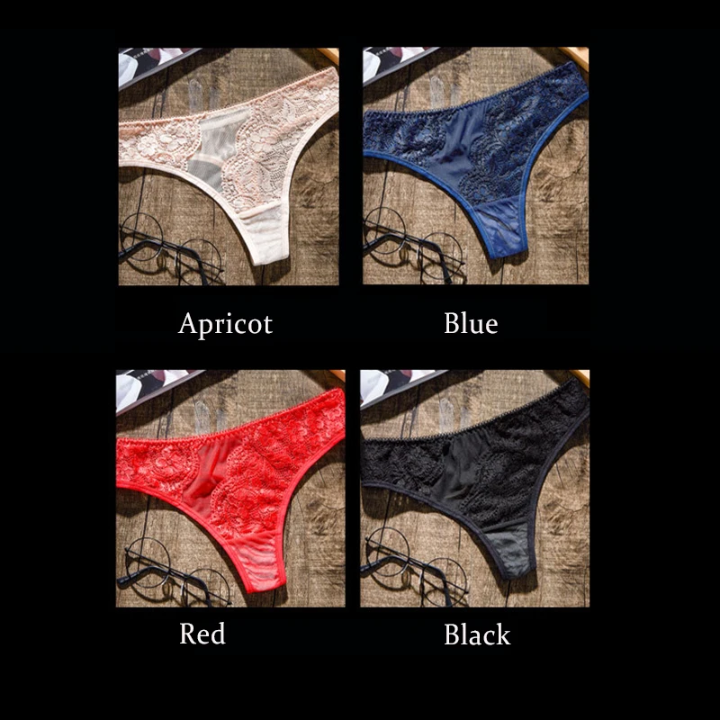 DULASI Women's Sexy Lace G-String Low-Rise Underwear Polyester for Girls Ladies Bikini Cotton Crotch Transparent Lingerie |