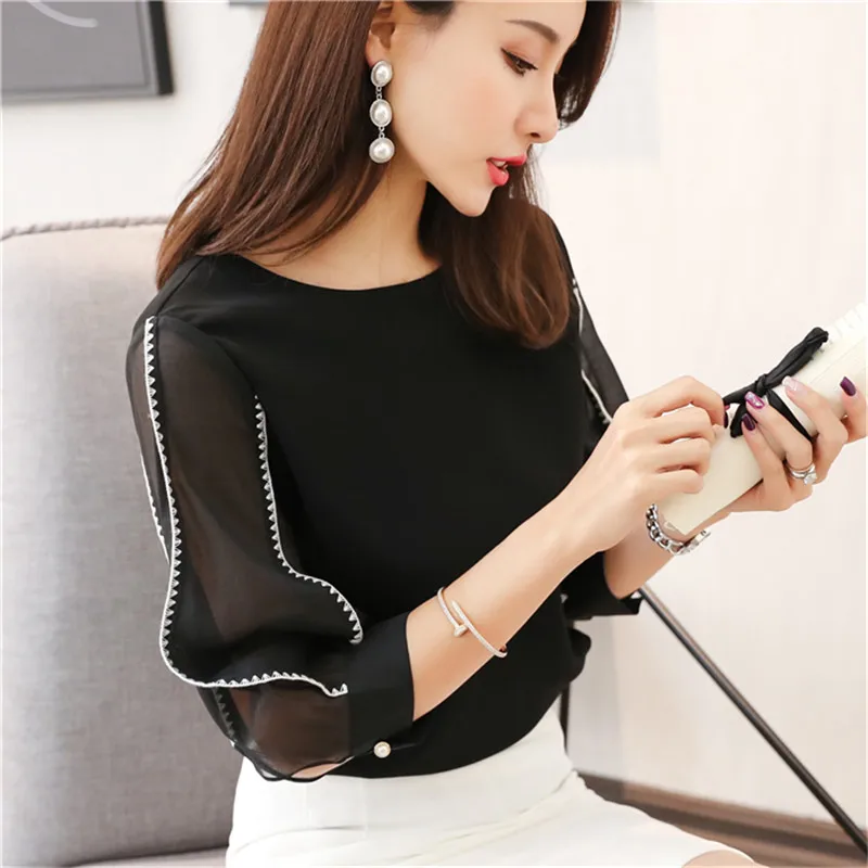Women Shirts Summer Chiffon Blouse Tops Plus Size Office Lady Korean Top Fashion Woman Blouses 2018 Elegant Blusas Female |