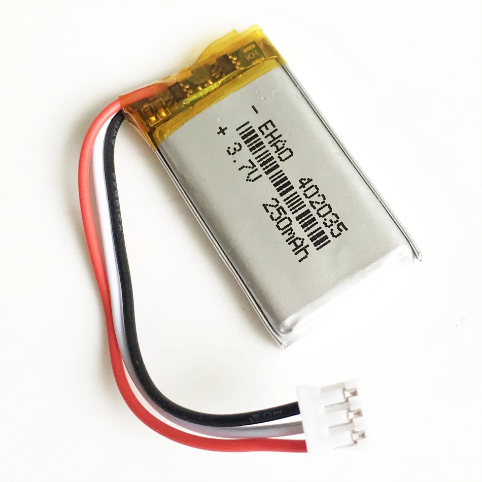 3 7 V 250mAh 402035 литий полимерная LiPo аккумуляторная батарея JST PH 2 0 мм 3pin разъем для GPS Mp3