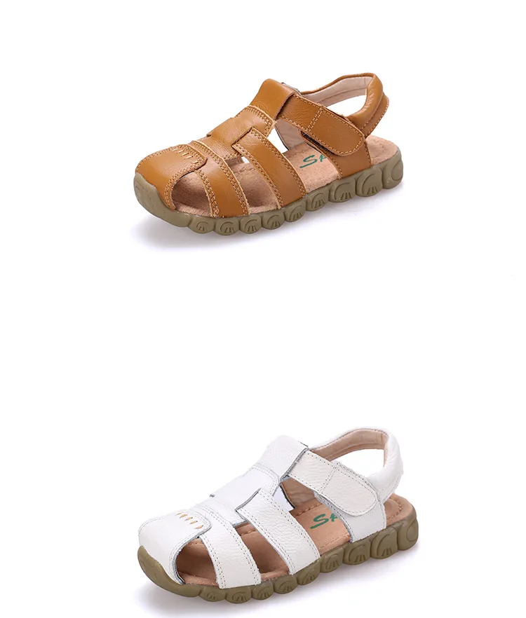 Новые детские сандалии из натуральной кожи для мальчиков-подростков, летние белые сандалии для маленьких мальчиков 1, 3, 5, 7, 9, 11, 13 лет, 42