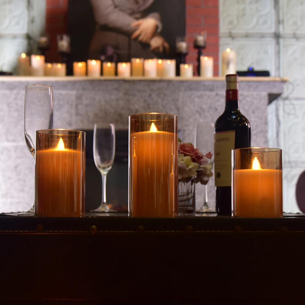 3 шт./лот на батарейках светодиодные мерцающие фитиль свечи с функцией