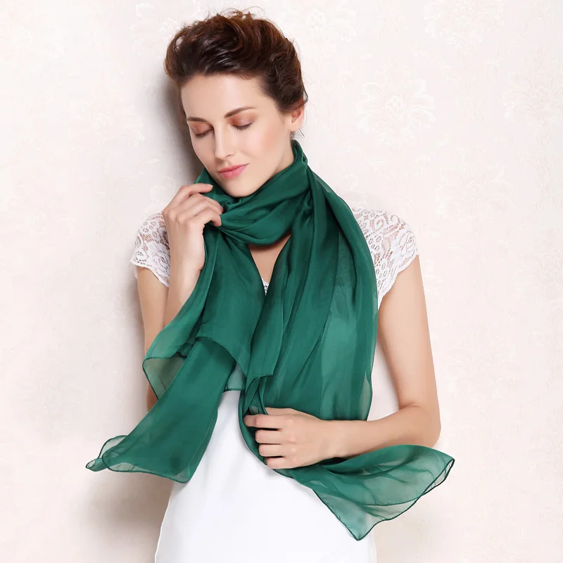 100% натуральный шелковый шарф накидка для женщин женские однотонные модные шарфы