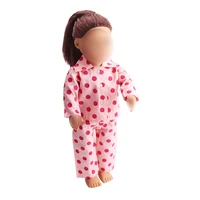 18 inch girls doll pajamas red polka dot printed pajama suit baby toys dress fit 43 cm baby accessories c23